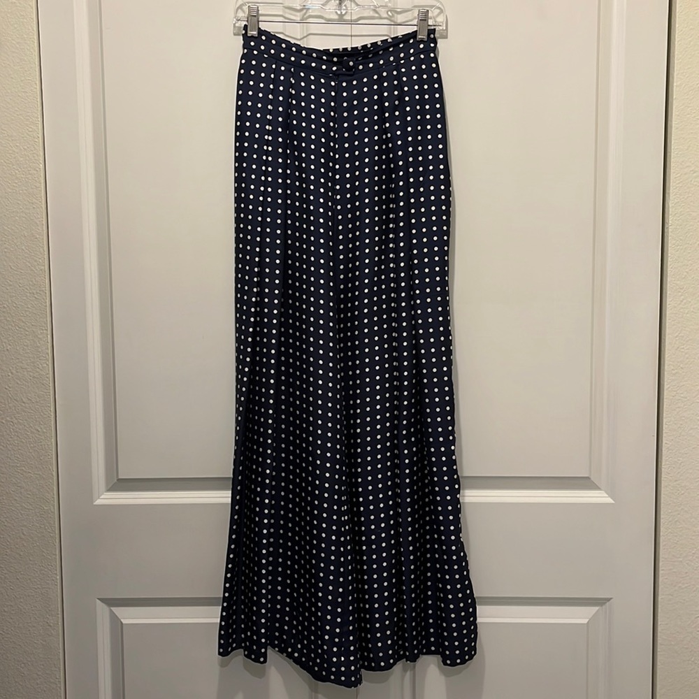 Martin Grant Polka Dot Wide Leg Pants in Navy & White